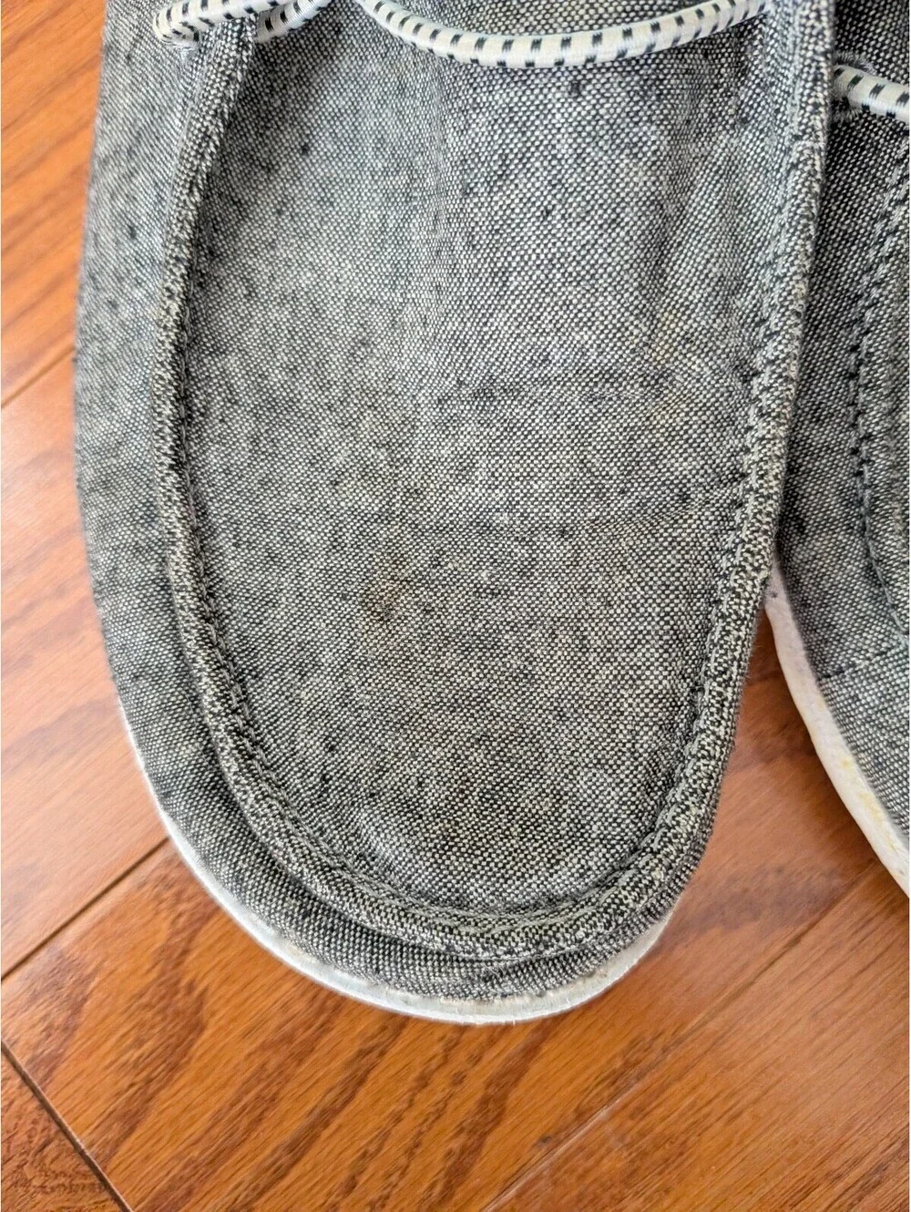 Hey Dude Wendy 8 M Chambray Woven Onyx Grey Casual Slip-On Shoes Indy Sleaze